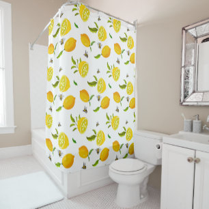 Citrus,lemons,bees summer pattern  short   shower curtain
