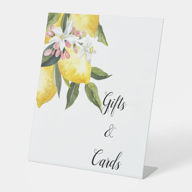 Citrus lemons bridal shower  pedestal sign (Front)