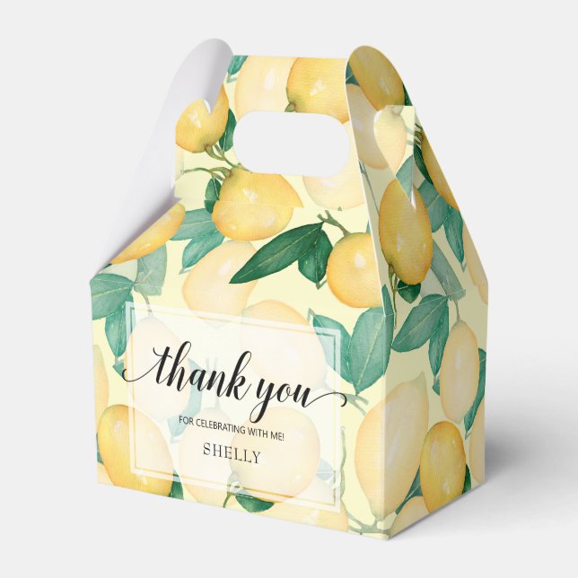 Citrus Lemons Greenery Thank You Favour Box (Front Side)