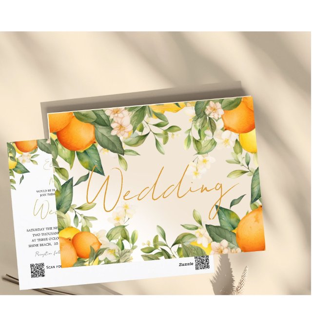 Citrus Lemons Orange Summer Wedding Invitation Postcard (Creator Uploaded)