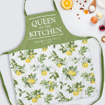 Citrus Lemons Queen of the Kitchen Name Apron<br><div class="desc">Personalised summer chef apron featuring a citrus lemon watercolor pattern,  the title "queen of the kitchen",  their name,  and the year.</div>