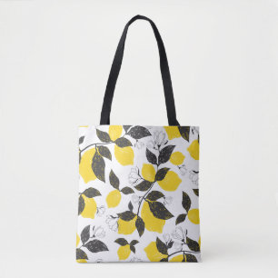 Citrus Lemons, Vintage Summer Seamless. Tote Bag