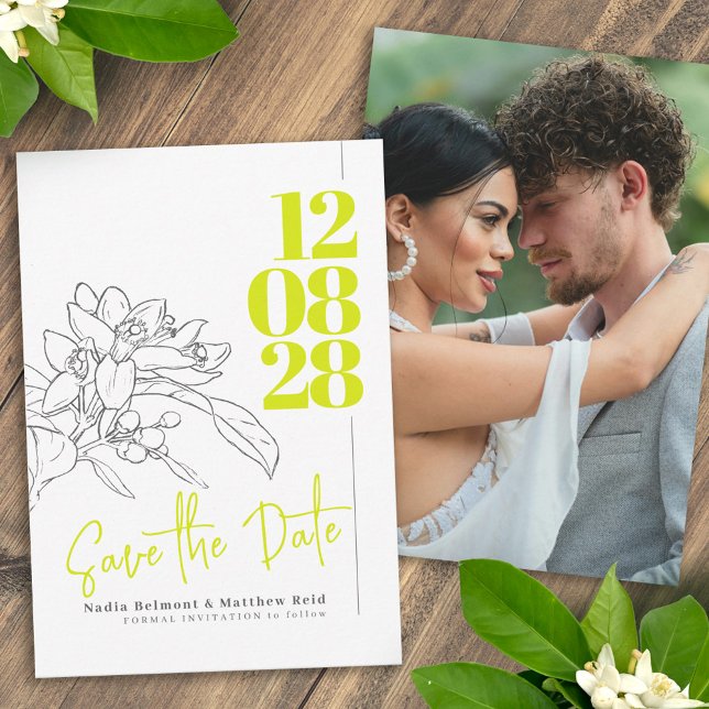 Citrus lime blossom photo wedding save the date (Creator Uploaded)