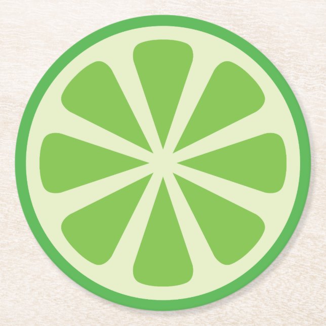 Citrus Lime Slice Fruit 1st Birthday Party Round Paper Coaster (Front)