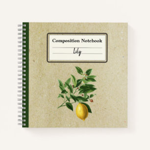 Citrus Limonium Illustration Personalised Comp Notebook