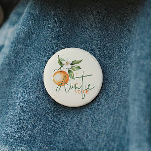 Citrus Little Cutie Baby Shower Auntie To Be 6 Cm Round Badge