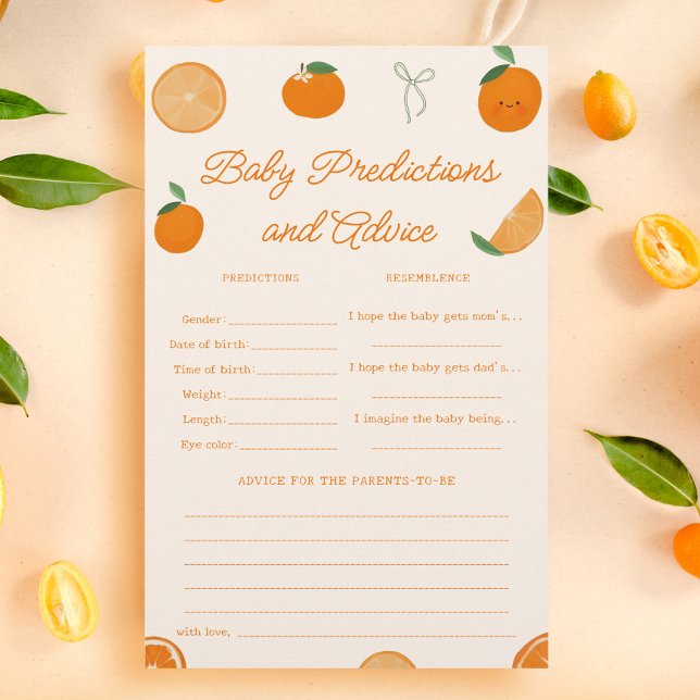 Citrus Little Cutie Baby Shower Predictions Game (Creator Uploaded)