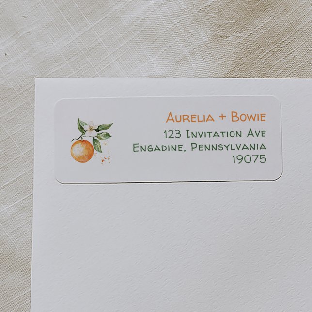 Citrus Little Cutie Baby Shower Return Address (Creator Uploaded)