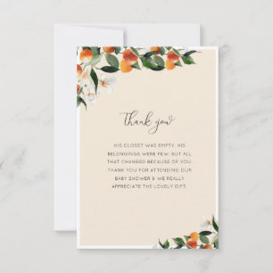 citrus little cutie baby shower thank you card