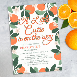 Citrus Little Cutie Orange Botanical Baby Shower Invitation