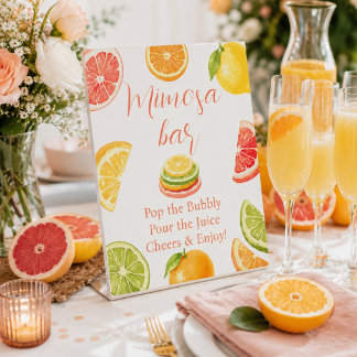 Citrus Main Squeeze Bridal Shower Mimosa Bar Pedestal Sign