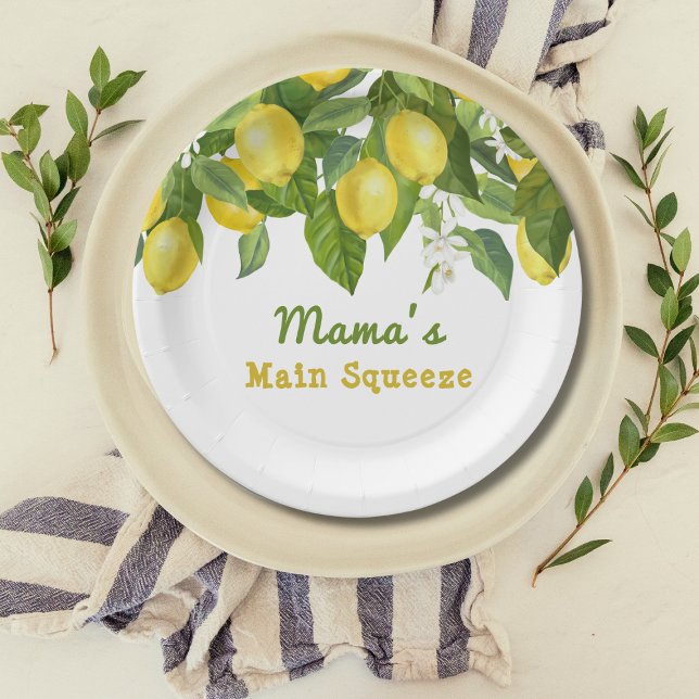Citrus Main Squeeze Sweetie Lemon Baby Shower Paper Plate (Creator Uploaded)