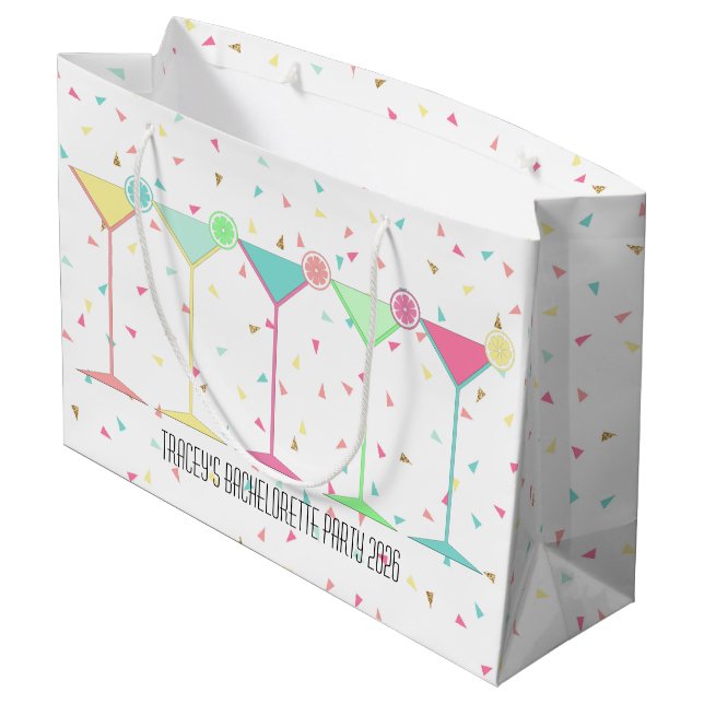 Citrus Martini Cocktail Confetti Party Celebration Large Gift Bag (Back Angled)
