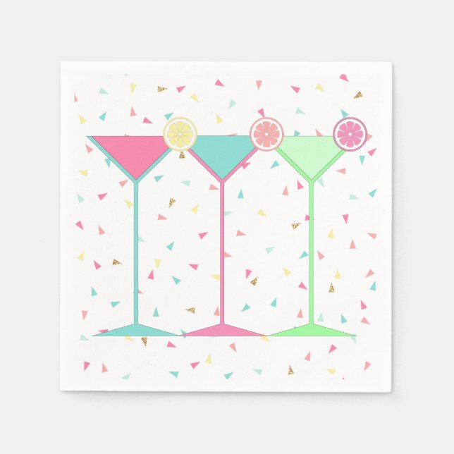 Citrus Martini Cocktail Confetti Party Celebration Napkin (Front)