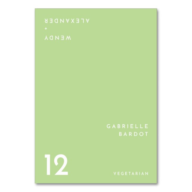 Citrus Minimalist Green Foldable Place Card (Front)