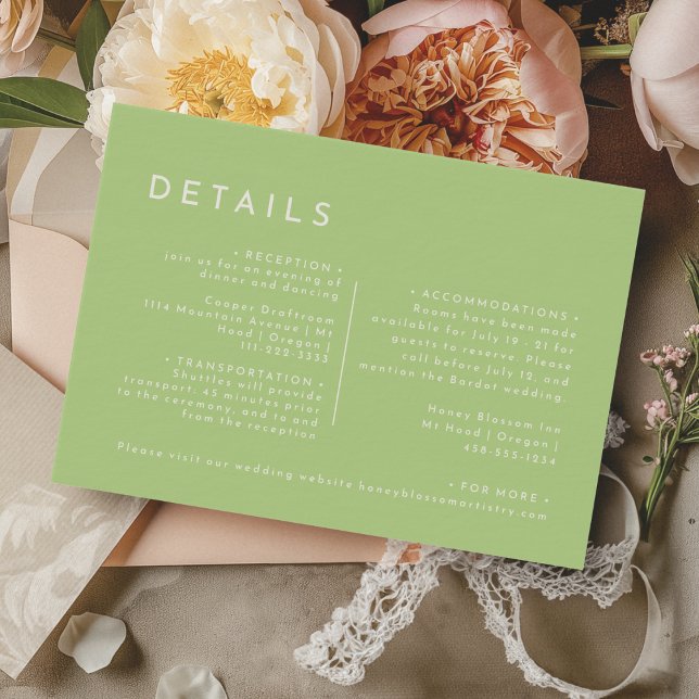 Citrus Minimalist Green Wedding Details Enclosure Card (Creator Uploaded)