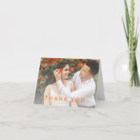 Citrus Minimalist Orange Wedding Photo Folded