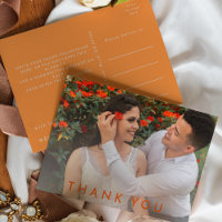 Citrus Minimalist Orange Wedding Photo Thank You