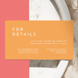 Citrus Minimalist Orange Wedding Website Enclosure Card