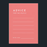 Citrus Minimalist Pink Wedding Advice Card<br><div class="desc">Introducing our Citrus Minimalist Pink Wedding Advice Card Design, where simplicity meets sophistication in a palette of bright citrus hues. With solid backgrounds in pink, orange, yellow, or green, and clean typographic fonts, this theme exudes contemporary elegance with a touch of retro charm. Designed to complement our Citrus Watercolor theme,...</div>
