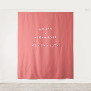 Citrus Minimalist Pink Wedding Photo Backdrop Tapestry