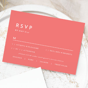 Citrus Minimalist Pink Wedding RSVP Response Card