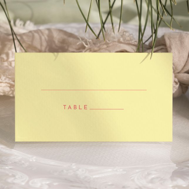 Citrus Minimalist Yellow Wedding Flat Place Card (Creator Uploaded)
