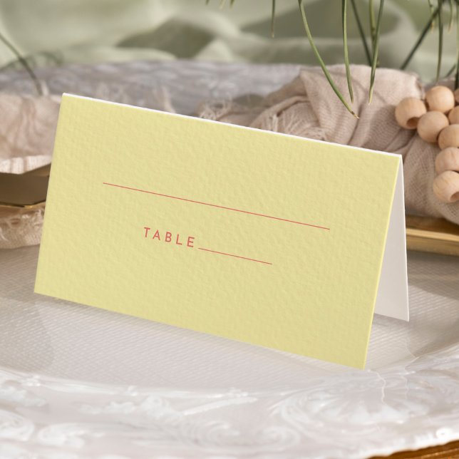 Citrus Minimalist Yellow Wedding Folded Place Card (Creator Uploaded)
