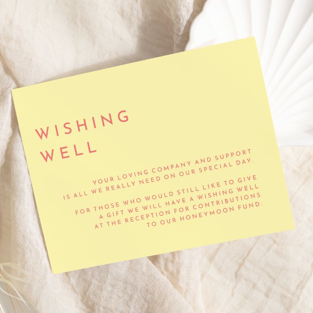 Citrus Minimalist Yellow Wedding Wishing Well Enclosure Card (Creator Uploaded)