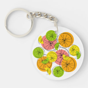 Citrus Monogram keychain circle double-sided