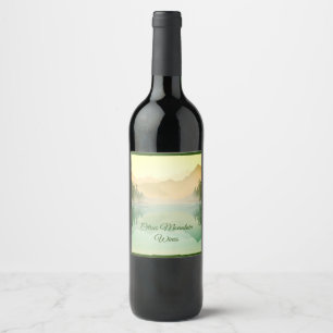 Citrus Mountains Forest Landscape Wine Label