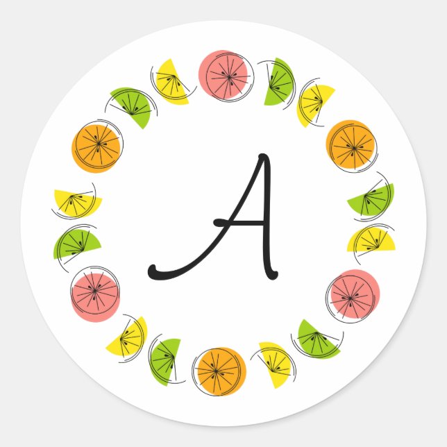Citrus Multi Circle Monogram sticker round (Front)