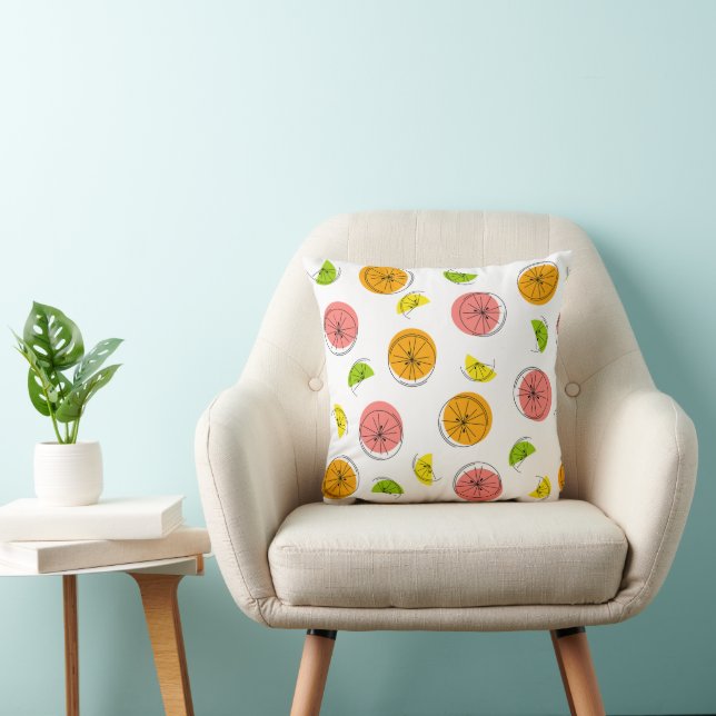 Citrus Multi orange square back Throw Pillow (Chair)