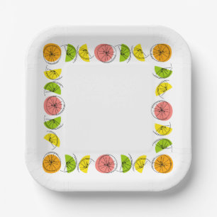 Citrus Multi Square  Paper Plate
