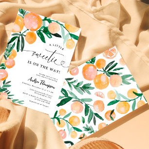 Citrus Orange A Little Sweetie Baby Shower Invitation