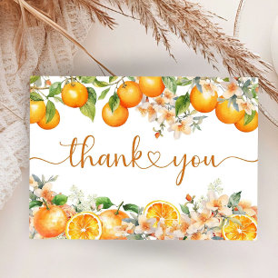 Citrus Orange Baby Shower Flat Thank You Card