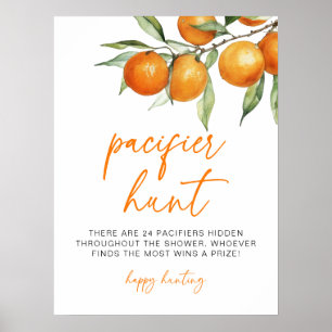 Citrus Orange Baby Shower Pacifier Hunt Poster