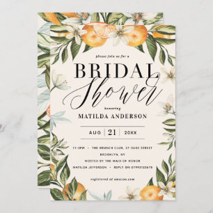 Citrus, orange + blossom bridal shower party