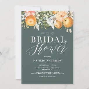 Citrus, orange + blossom bridal shower party