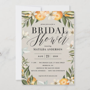 Citrus, orange + blossom bridal shower party