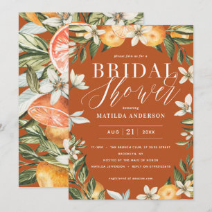 Citrus, orange + blossom bridal shower party