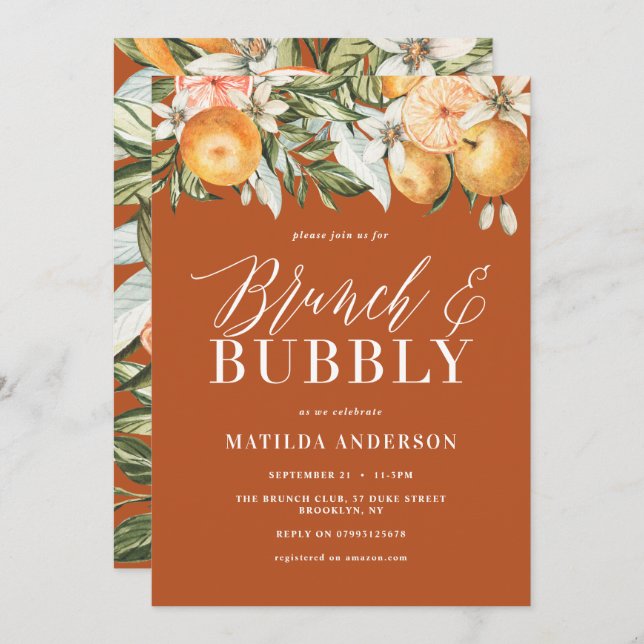Citrus, orange + blossom brunch & bubbly (Front/Back)