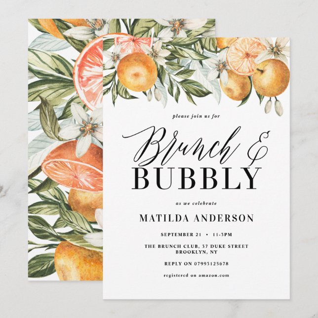 Citrus, orange + blossom brunch & bubbly (Front/Back)