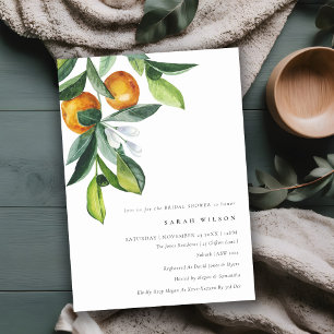 Citrus Orange Botanical Boho Bridal Shower Invite