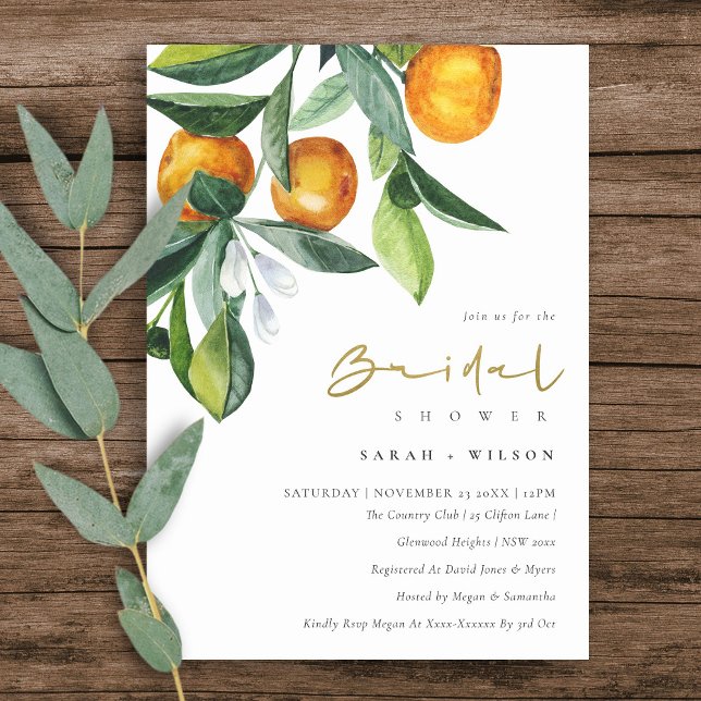 Citrus Orange Botanical Boho Bridal Shower Invite (Creator Uploaded)