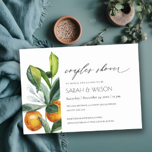 Citrus Orange Botanical Boho Couples Shower Invite