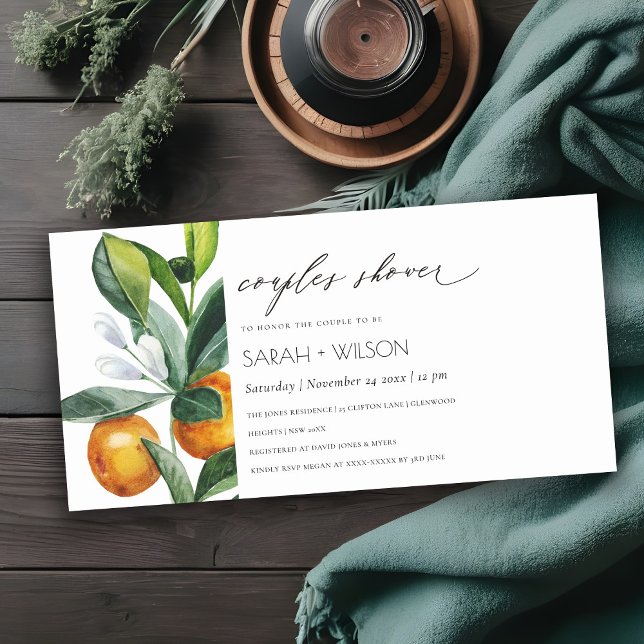 Citrus Orange Botanical Boho Couples Shower Invite (Creator Uploaded)