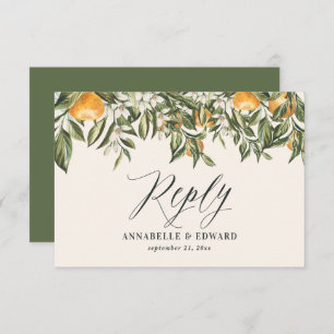Citrus orange botanical modern rustic RSVP