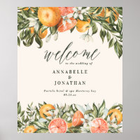 Citrus orange botanical modern rustic welcome