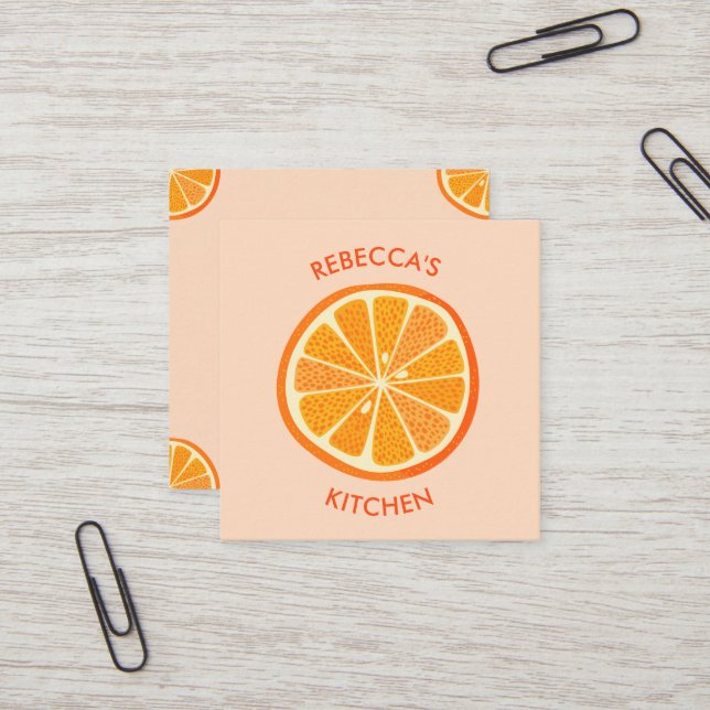 Citrus Orange Catering Square Business Card (Front/Back In Situ)